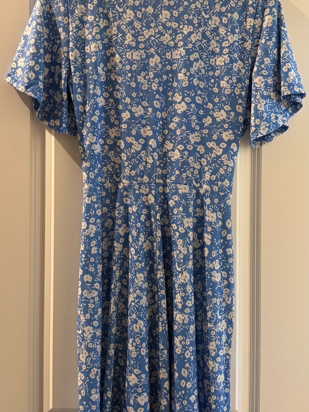 Blue Floral Midi Wrap Dress - Women - Picture 6 of 6